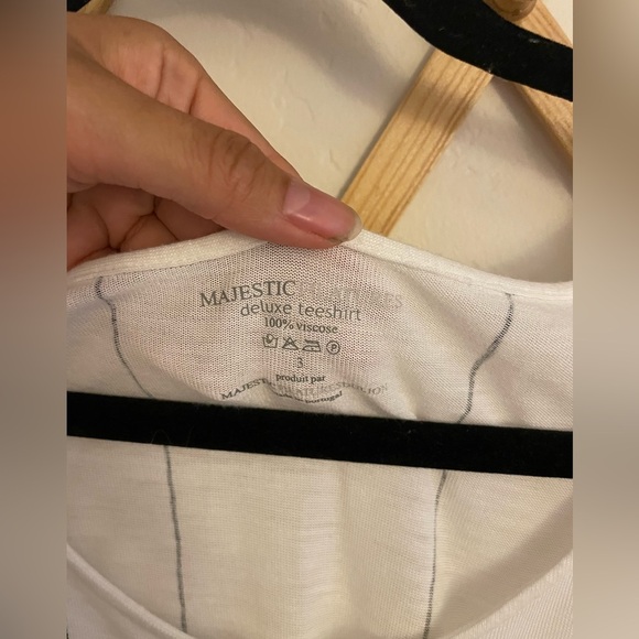 Majestic Filatures Deluxe T-Shirt Dress Size 3 Tee Shirt Viscose White - Picture 3 of 8